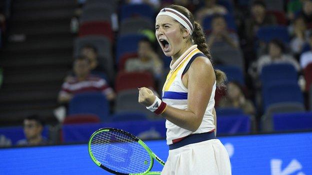 Jelena Ostapenko has extended her winning streak to eight matches