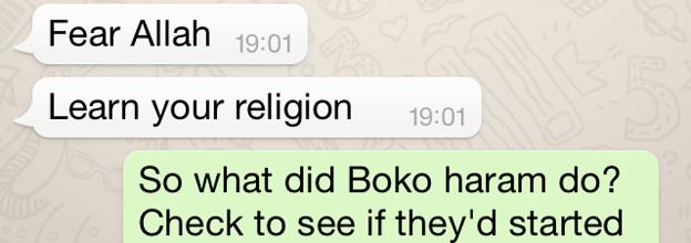 Screen grab of conversation