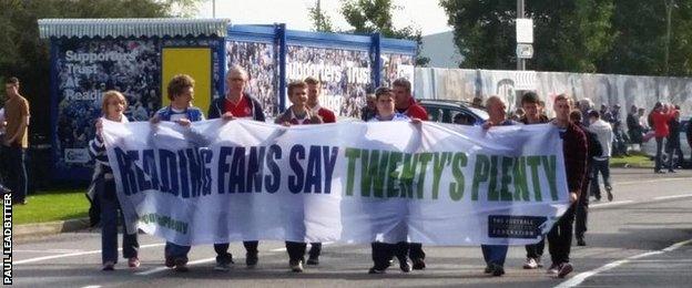 Reading fans protest before their 2-0 win over Middlesbrough