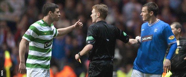 Darren O'Dea and Lee McCulloch exchange opinions in a league game at Celtic Park in 2010