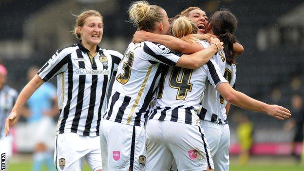 Notts County celebrate Rachel Williams' equaliser