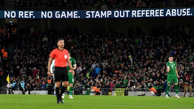 A message of support was shared during a game between the Republic of Ireland and Portugal last year