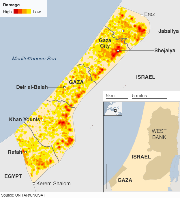 Map of Gaza destruction