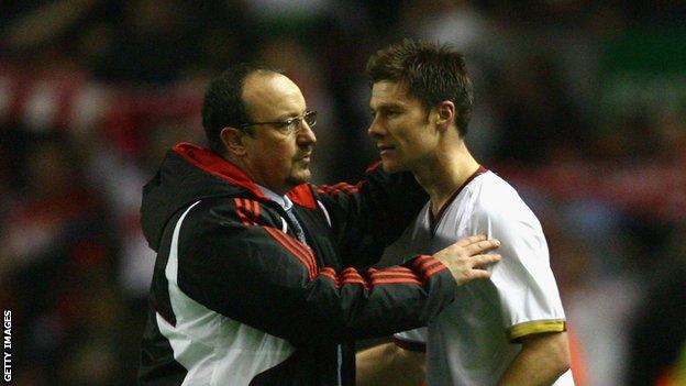 Former Liverpool manager Rafael Benitez and ex-Reds midfielder Xabi Alonso