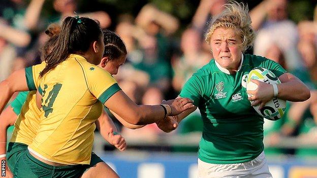 Cliodhna Moloney of Ireland in action against Australia's Narita Marsters