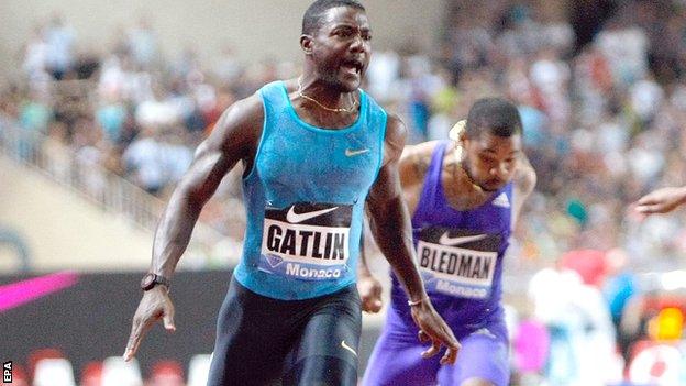 Justin Gatlin has twice run a world leading 9.74 seconds in the 100m this year