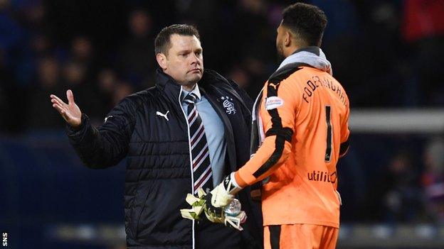 Rangers goalkeeper Wes Foderingham and manager Graeme Murty