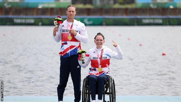 Laurence Whiteley and Lauren Rowles celebrate