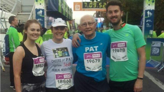 Charity fundraiser Pat O'Loughlin, 79, completed his 36th Dublin Marathon on Sunday