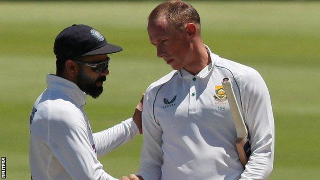 Virat Kohli at the end of the game with Rassie van der Dussen