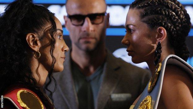 Amanda Serrano faces off with Sarah Mahfoud