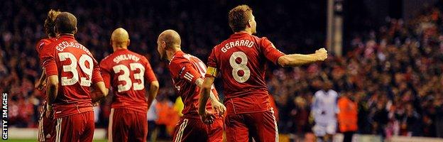 Steven Gerrard celebrates