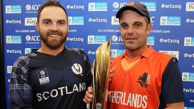 Scotland captain Preston Mommsen and Netherlands captain Peter Borren