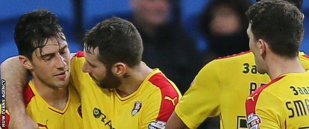 Rotherham's Joe Newell is congratulated after scoring