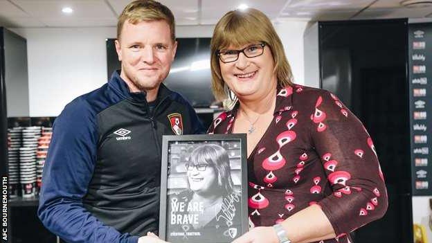 Sophie Cook, the former club photographer at AFC Bournemouth, with then-manager Eddie Howe