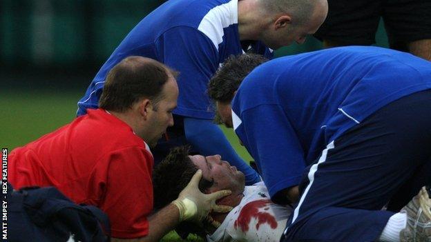 Michael Lipman suffered a clash of heads playing for Bath against Edinburgh in August 2008