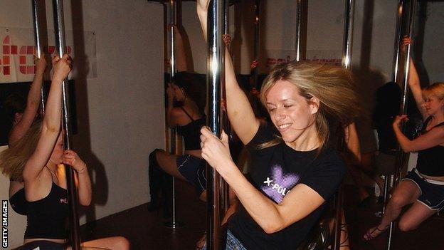 Dancers on World Pole Dancer day