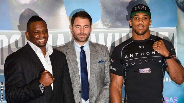 Dillian Whyte, Eddie Hearn and Anthony Joshua