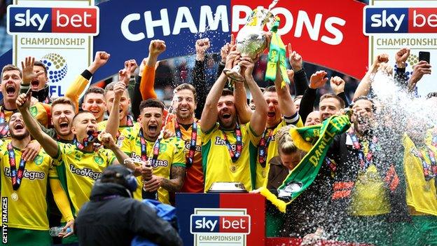 Norwich City lift the Championship trophy