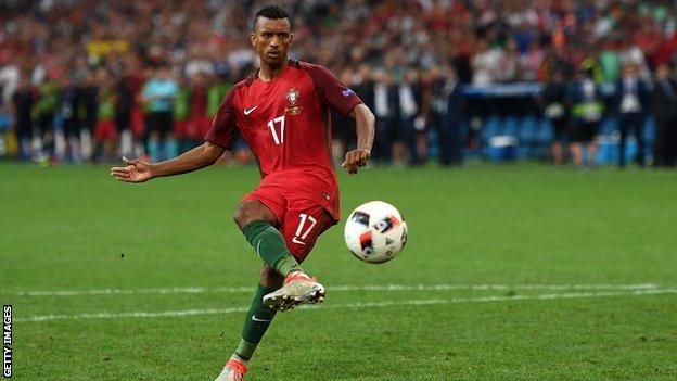 Nani playing for Portugal