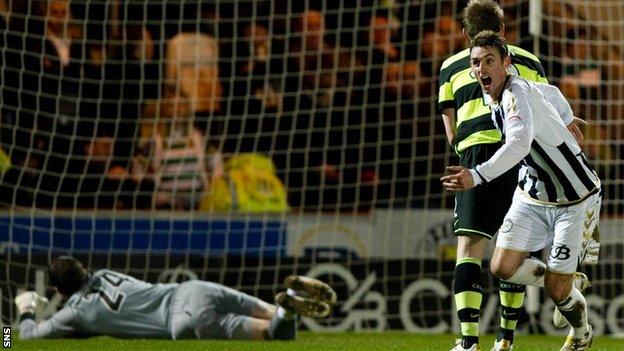 Andy Dorman celebrates St Mirren's opener