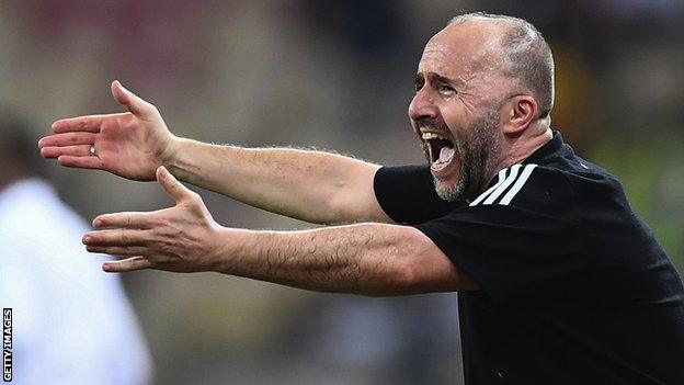 Algeria coach Djamel Belmadi shows his frustration against Equatorial Guinea