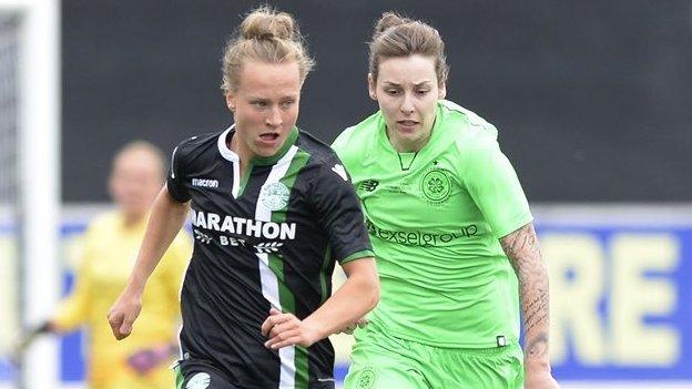 Hibs' Rachel McLaughlan and Celtic's Sarah Ewens