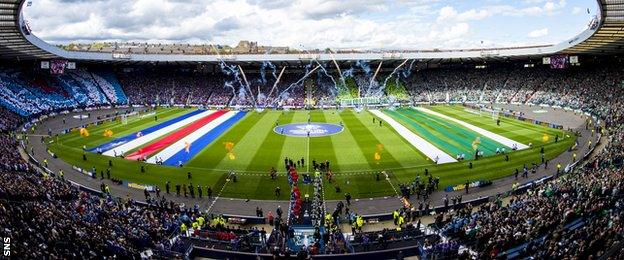 Rangers and Hibernian fans at Hampden