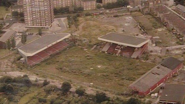 An aerial shot of Charlton's deserted Valley during their seven-year exile from the ground