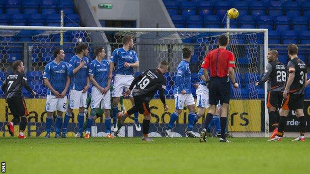 Craig Slater scores for Kilmarnock against St Johnstone