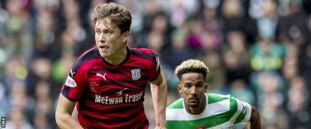 Dundee defender Jack Hendry in action against Celtic