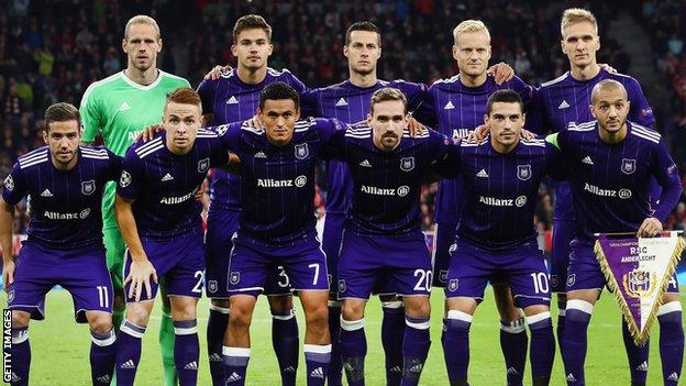 Anderlecht's team line-up before the Bayern Munich defeat