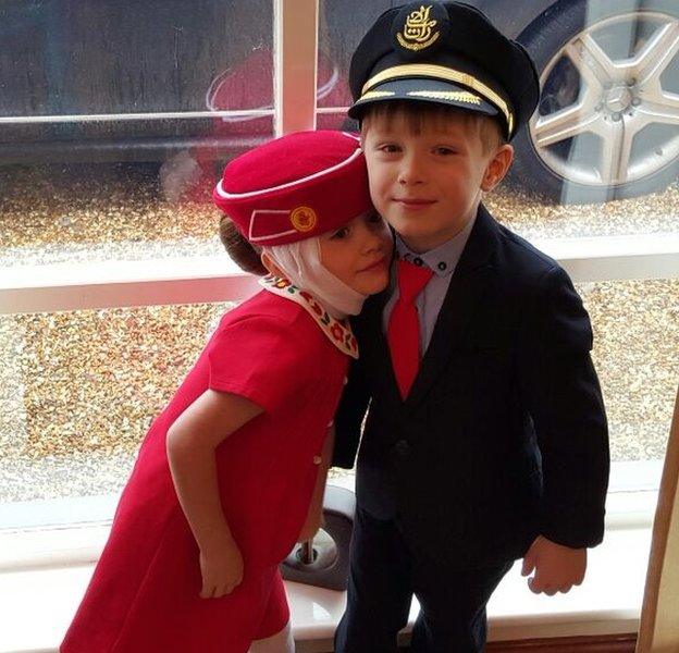 Twins Hannah and Jenson are dressed as characters from the book 'Kids in the Court'