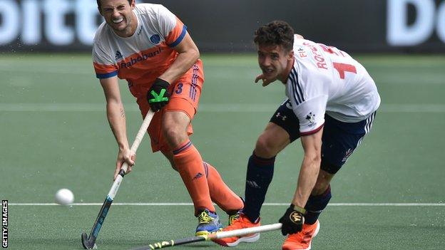 Phil Roper scored for Great Britain to put them 3-2 up in the third-place match before hosts the Netherlands