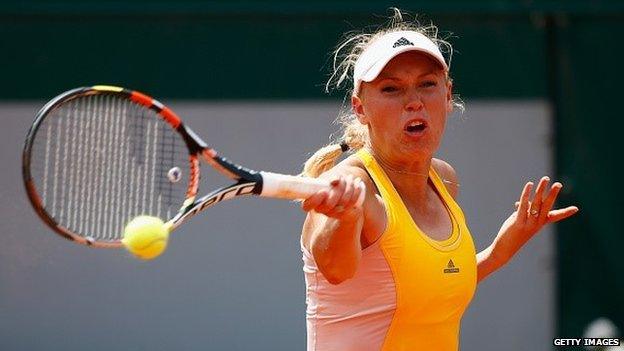 Caroline Wozniacki in action at the French Open