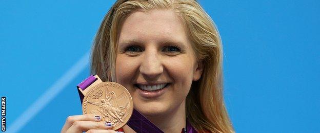 Rebecca Adlington with bronze medal at London 2012