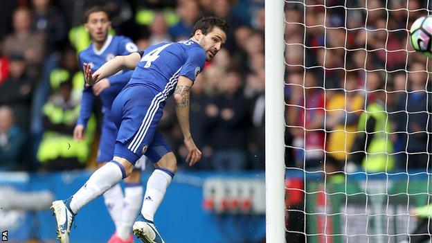 Cesc Fabregas puts Chelsea 1-0 ahead