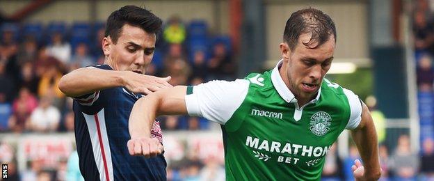 Ross County's Tim Chow and Hibs' Steven Whittaker