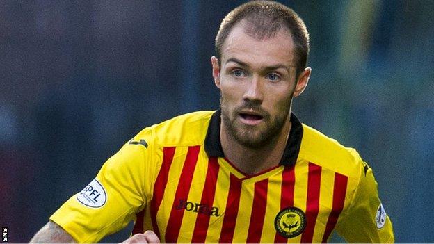 Jordan McMillan playing for Partick Thistle in 2008