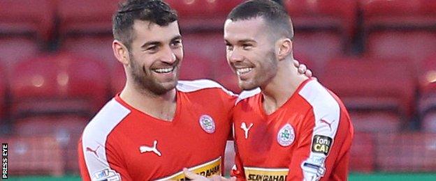 Former Cliftonville stars David McDaid and Martin Donnelly are now at Larne