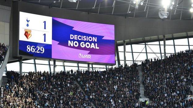 A wrong graphic is displayed during Tottenham's match against Watford