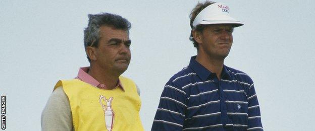 Caddie David Musgrove with 1985 Open winner Sandy Lyle