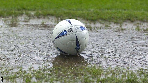 Ball on a waterlogged pitch