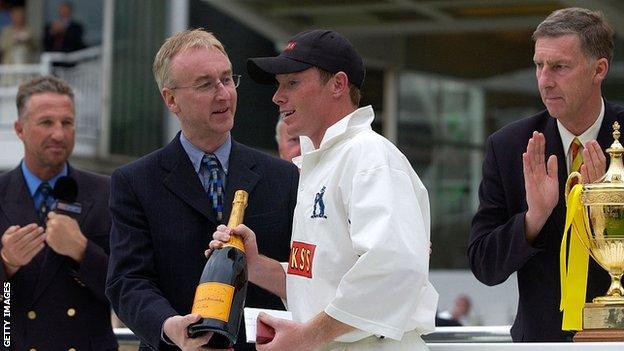 Ian Bell was man of the match in his first Lord's final for Warwickshire, the 2002 Benson and Hedges Cup win over Essex