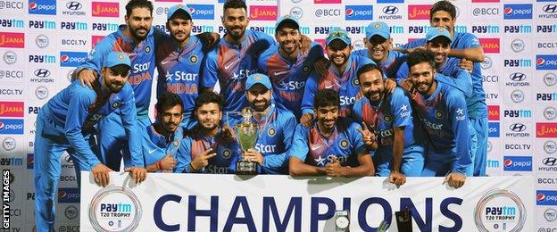 India with the Twenty20 series trophy