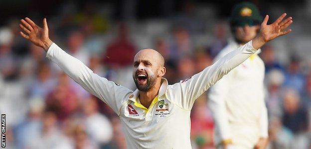 Australia spinner Nathan Lyon appeals during the final Ashes Test against England at The Oval