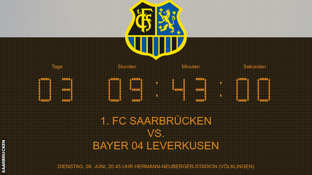 Saarbrucken's website has a second-by-second countdown to the German Cup semi-final