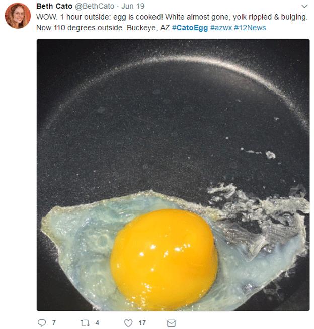 Tweet showing egg cooking