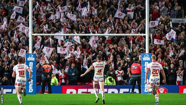 St Helens fans at the Super League Grand Final