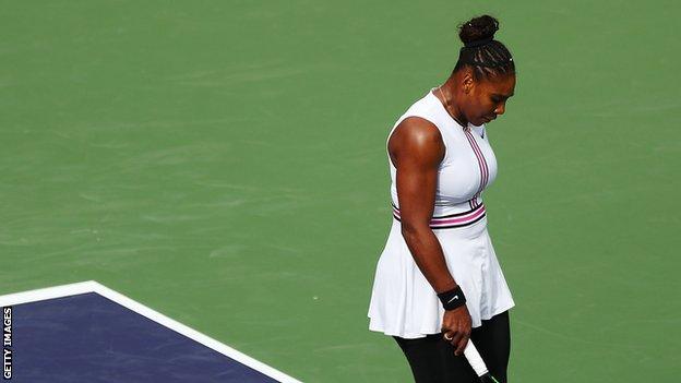 Serena Williams on court at Indian Wells
